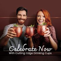 Tazas Moscow Mule de Cobre Puro de 450 ml con Asa de Cobre para Servir Cócteles, Mocktails, Jugos, Cerveza y Bebidas Frías