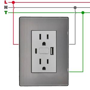 Enchufe Dúplex con USB, MXIOB-001, 1 Pieza, USB A/USB C/Enchufe Dúplex, 110/125-250VAC, 15A, 50/60Hz, 5VDC, 3A, Plateado, CA - Product Image 3