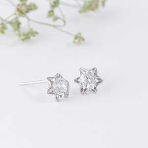 Conjunto de aretes de plata copo de nieve accesorio elegante y de moda - Product Image 4