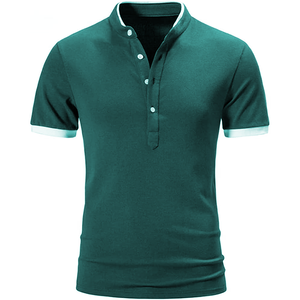 Polo con cuello mandarín y logotipo personalizado para hombre, camiseta OEM ajustada de manga corta con tamaño, color y etiqueta personalizados - Product Image 5