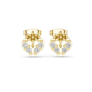 Boucles d'oreilles clous en forme de cœur floral avec diamant de laboratoire 0,28 CT, clarté VVS-VS EF, or 18 carats, 14 carats, 10 carats et argent 925, rose, jaune, blanc - Product Image 1