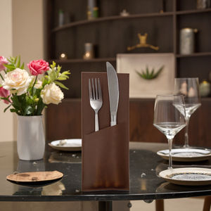 Porte-Couverts de Luxe Pliable en Cuir Véritable Écologique Classique Élégant pour Restaurant Outil de Repas Organisateur d'Emballage LCH-0064 - Product Image 3