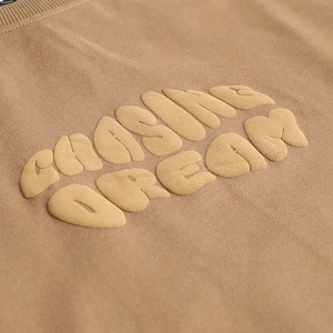 Servicio OEM disponible cuello redondo Puff impreso camisetas logotipo personalizado Color liso algodón hombres Puff estampado camiseta - Product Image 4