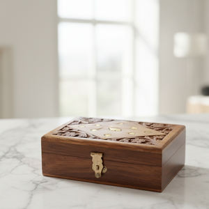 Premium Quality Handcrafted Sheesham <b>Wood</b> Jewelry Organizer Box Natural <b>Wood</b> Grain Warm Rustic Brown Finish for Elegant Home - Product Image 1