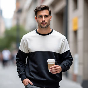 Hombres 400GSM Pullover Cuello redondo Sudaderas de alta calidad de manga larga Cuello redondo Sudaderas de color sólido Hombres - Product Image 4