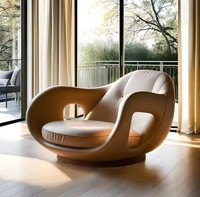 Disen Furniture Outdoor Ästhetischer Einzelsessel „First Class Cabin Log“ mit Walnussholzrahmen – Französischer Relax-Liegestuhl