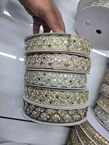 Dentelle brodée en tulle filet indien, or, argent, cuivre, métallique, polyester, rayonne, à sequins, lavable, écologique, pour vêtements et chaussures - Product Image 2