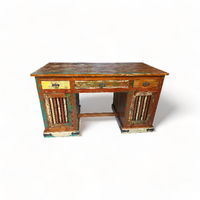 Bureau de direction personnalisé en bois massif, style traditionnel et moderne, convertible, mobilier de bureau de qualité supérieure, fabriqué à partir de bois de bateau recyclé