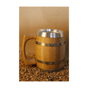 Baril à vin en bois de 500ml avec poignée en aluminium et anneaux galvanisés pour le stockage du vin et de la bière et l'utilisation décorative - Product Image 3