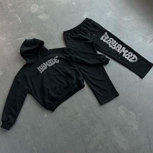 Conjunto de Invierno Unisex con Pedrería, Sudadera con Capucha de Algodón 100% de 500 Gsm, Estilo Vintage Ácido Personalizado 2024, Estilo Y2K - Product Image 3