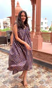 2024 Unique élégant à la recherche longue robe avec imprimé élégant Floral femmes robe d'été robes décontractées en vrac 100% coton nouveau Artical - Product Image 4