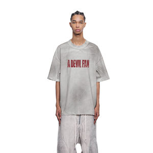 Camiseta de manga corta desgastada con lavado ácido para hombre de alta calidad, hecha a medida, holgada, de gran tamaño, precio al por mayor - Product Image 3