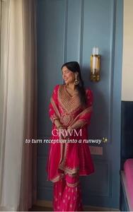 Ensemble Plazzo 3 pièces Lengha Choli traditionnel indien pakistanais pour femmes Prêt-à-porter pour les fêtes de mariage traditionnelles indiennes d'été - Product Image 4