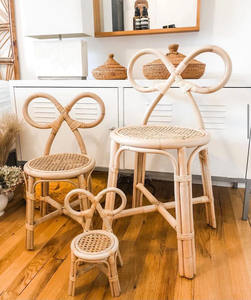 Stunning Natural Rattan Bow <b>Chair</b> Vanity <b>Chair</b> for Adult and <b>Kids</b> - Product Image 2