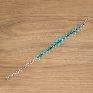 Pulsera de piedras preciosas naturales de Plata de Ley 925 diseño Floral turquesa para aniversario boda pulseras de perlas brazaletes joyería - Product Image 1