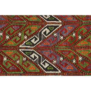 Tapis turc, tapis vintage 6,3x9,6 pieds, tapis en laine camouflage rouge et vert - Product Image 5