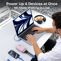 Banco de Energía de 65W y 20000mAh, Cargador Portátil para Laptop con Carga Rápida, 4 Puertos, Pantalla LED, Batería Externa para MacBook Air y iPad