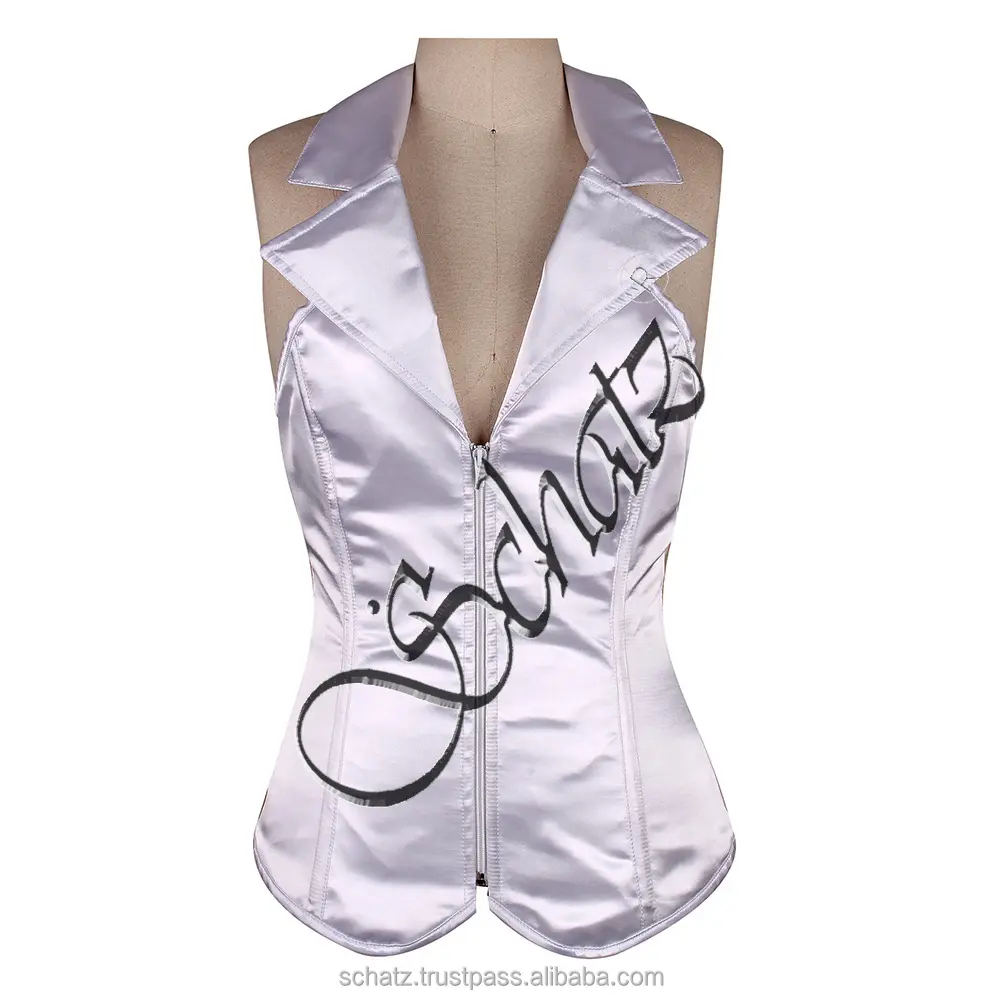 Top Design corsetti di alta qualità nuovo arrivo di buona qualità corsetto satinato corsetto collo al collo con cerniera corsetto cappotti