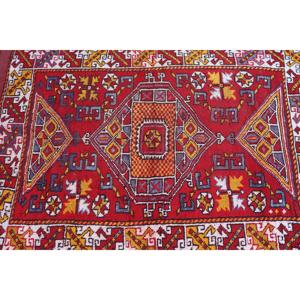 Turkish Accent Rug, 3.7x5.9 ft Vintage Rug, <b>Red</b> <b>Wool</b> Rug - Product Image 4