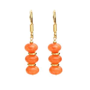 Handmade Carnelian Birthstone Dangle <b>Earrings</b> with Gold Spacer Beads & Silver Plated Hook Drop <b>Earrings</b> - Product Image 4
