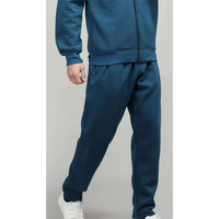 Survêtement en molleton à capuche bleu turquoise personnalisé pour homme |   Ensemble jogging en coton 100% avec veste zippée intégrale et empiècement noir sur la poitrine |   Streetwear Training