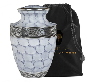 Urna Funeraria Ecológica Blanca Plateada, Duradera, para Adultos, Capacidad de 220 Pulgadas Cúbicas, Bolsa de Terciopelo, Estilo Americano/Europeo Premium - Product Image 3