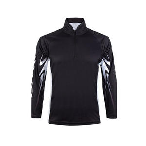 Conjunto de dos piezas de ropa de pesca 100% poliéster para hombre, camiseta y pantalones de alta calidad, uniforme de pesca de Color negro liso - Product Image 2