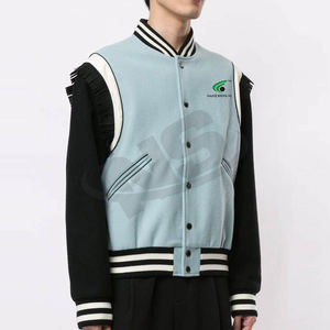 Veste d'hiver Letterman de couleur unie à col montant pour l'extérieur pour hommes vente en gros de vêtements de mode légers et coupe-vent personnalisés - Product Image 2