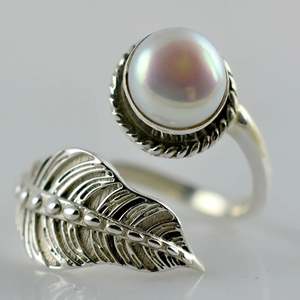 925 Sterling <b>Silver</b> Handmade Boho <b>Ring</b> Freshwater Pearl June Birthstone Jewelry Perfect Gift for Her Birthday or Anniversary - Product Image 3