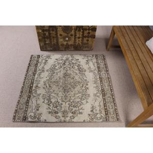 3.6x6.2 ft Turkish Vintage Rug, Accent Rug, <b>Brown</b> Gray Abstract <b>Wool</b> Rug - Product Image 1