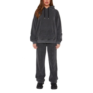 Vente chaude Logo personnalisé ensemble de survêtement d'hiver pour les femmes grande taille personnalisé surdimensionné lavage à l'acide poids lourd polaire survêtement 2026 - Product Image 1