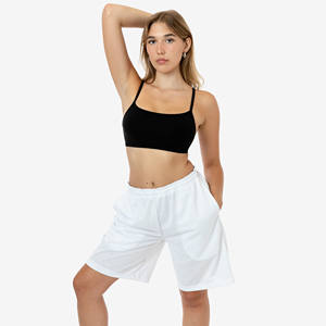 Pantalones cortos rectos de secado rápido con logotipo personalizado 2024, pantalones cortos de gimnasio de malla para mujer, pantalones cortos de malla en blanco para mujer - Product Image 5