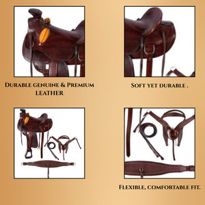 Selle de cheval en cuir de style western |   Qualité supérieure, fabriqué à la main |   Confort, durabilité, style |   Équipement d'équitation professionnel 2026 Heavy Duty - Product Image 4
