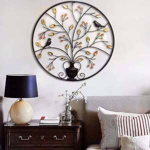 Décoration murale moderne en fer et métal pour la décoration du salon, de la maison, de la feuille noire, de la tenture murale - Product Image 2