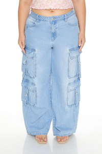 Nuevo fabricante Unisex pierna ancha Streetwear Baggy Plus Size Straight Fit mujeres Jeans Cargo bolsillos Pantalones - Product Image 5