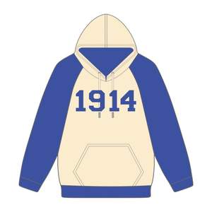 Año de Fundación 1914 Phi Beta Sigma Grey Body Blue Raglan Sleeves Pullover Hoodie Fraternity Apparel Custom Divine Nine HBCU - Product Image 2