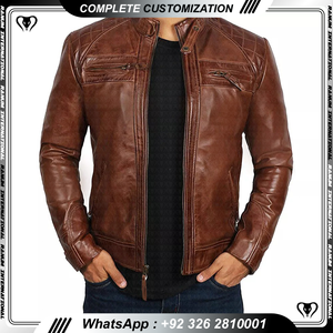 Chaqueta de cuero con cuello levantado para hombre de alta calidad chaqueta de prendas de vestir de piel sintética ligera para motocicleta para hombre - Product Image 2