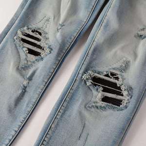 Jeans de Mezclilla para Hombre, Corte Recto, Cintura Media, Lavado Medio, 100% Algodón, Secado Rápido, con Logotipo Personalizado - Product Image 2