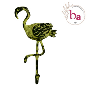 ที่แขวนพวงกุญแจหมวกเสื้อโค้ทเหล็กหล่อทำด้วยมือตะขอแขวนติดผนังรูปนกฟลามิงโก้สีเหลืองมะนาว - Product Image 1