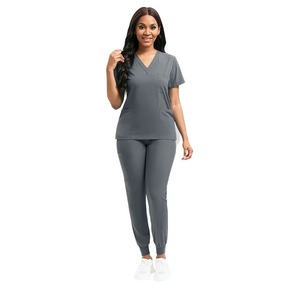 Vêtements médicaux à manches longues femmes fermeture éclair ouverture gommage manteau col rond coton uniforme d'allaitement Spa vêtements de travail médecin salopette vétérinaire - Product Image 6