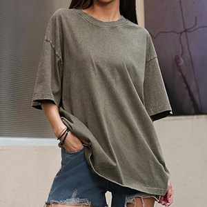 เสื้อยืดคอตตอน 100% สไตล์วินเทจ ล้างสีแบบแอซิดวอช พิมพ์ลายตามสั่ง ทรงหลวมไหล่ตก สตรีทแวร์ เสื้อยืดโอเวอร์ไซส์ ลุคดิสเทรส - Product Image 3