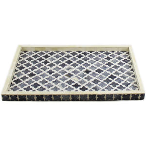 Bandeja Otomana Rectangular con Incrustaciones de Hueso |   Bandeja Decorativa para Servir con Asas |   Bandeja para el Desayuno en la Mesa de Centro |   Bandeja Decorativa para Sala de Estar - Product Image 2