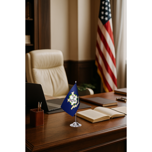 Drapeau de bureau de l'État du Connecticut 3x5 pieds en tissu imprimé numériquement avec mât en aluminium pour les utilisateurs finaux du secteur automobile et des assurances - Product Image 2