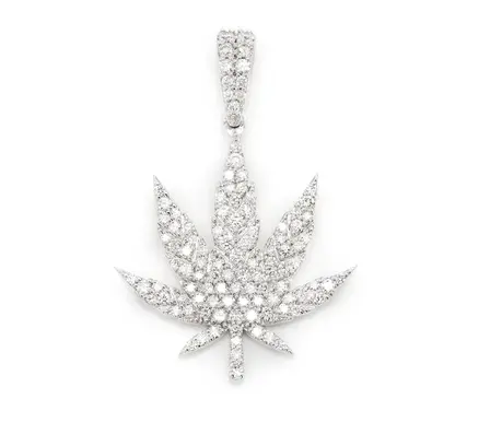 Penjualan terlaris 10K 14K 18K liontin berlian asli daun Maple emas Fashion pria perhiasan Hip Hop liontin berlian Cluster penuh Ice Out
