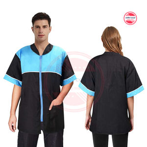 Veste à fermeture éclair pour toilettage des animaux de compagnie | Veste uniforme à fermeture éclair à manches courtes unisexe en Polyester de qualité supérieure - Product Image 1