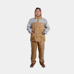 Ensemble de vêtements d'extérieur pour homme, imperméable en gris/marron résistant, tailles M/L - Product Image 5