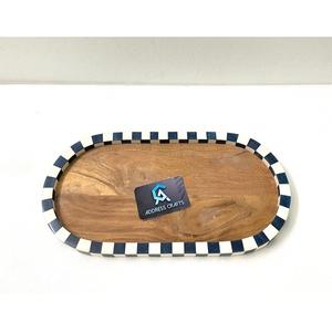 Bandeja de Servicio Decorativa Moderna para el Hogar, Bandeja de Servicio Ovalada de Madera y Resina Hecha a Mano y Sostenible para Té, Café, Desayuno y Comida - Product Image 1