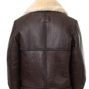 Blouson aviateur en peau de mouton chaud pour homme-Veste aviateur en cuir durable et élégante pour temps froid - Product Image 4
