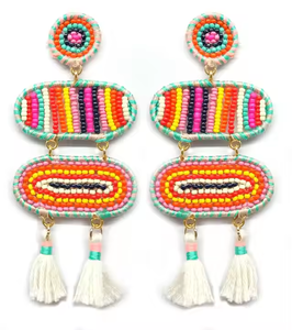 FFashion Jewelry Handmade Seed Bead Embroidered <b>Stud</b> <b>Earrings</b> Classic Style From India by MD Handicrafts for Parties - Product Image 5
