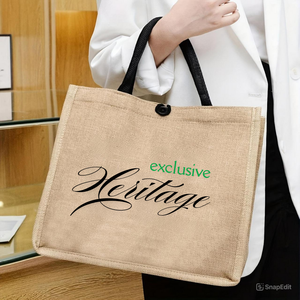 Sac fourre-tout de plage en jute avec logo personnalisé, sac fourre-tout à main en jute, sac fourre-tout réutilisable pour les courses, fermeture à glissière, poignées noires, fabriqué au Vietnam - Product Image 1